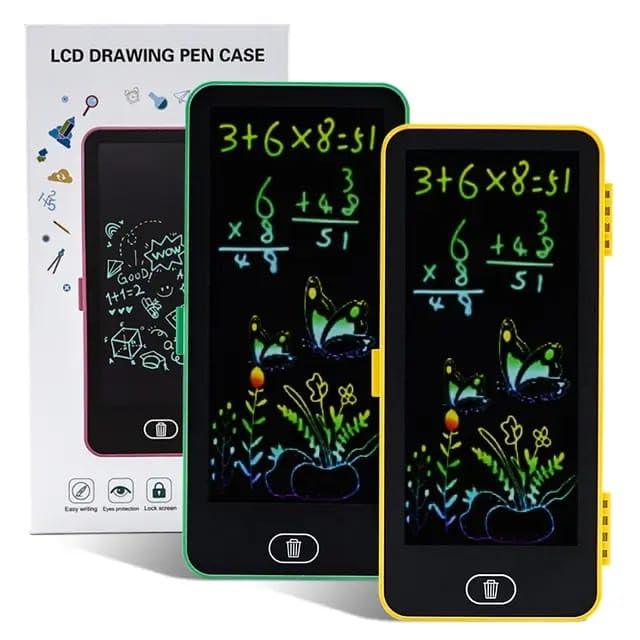 Tablet Pencil Case for Kids – 2 in 1 LCD Digital Slate for Kids, E-Note Pad, Pencil Box for Kids, Doodle Writing Board for School Going...