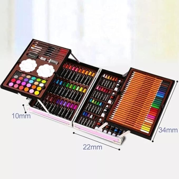 Art & Craft Painting Box, Big Coloring Suitcase Multiple 145 Color Kit, Professional Drawing Water Color Pencils, Oil Pastel, Sketches & Acrylic Paint Brush for Girls and Boys