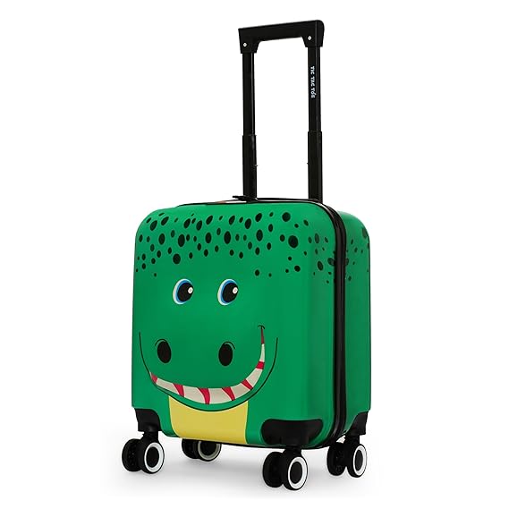 Polycarbonate Hard-Sided Spinner 8 Wheel Cabin Luggage for Kids Yellow 44cm|17inch Kids Trolley Bag |Zoo Lion