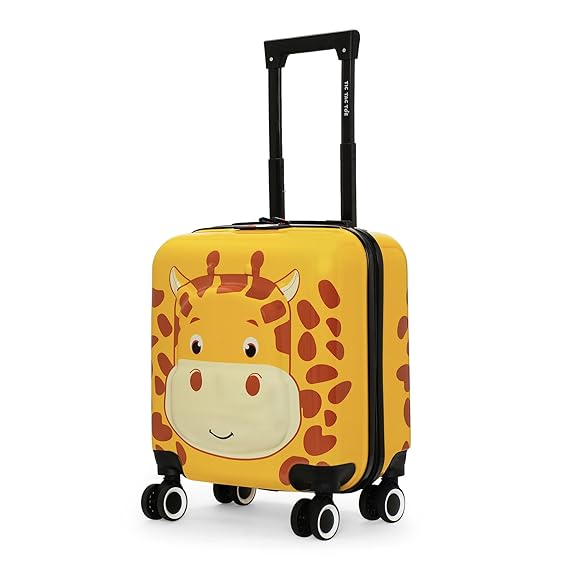 Polycarbonate Hard-Sided Spinner 8 Wheel Cabin Luggage for Kids Yellow 44cm|17inch Kids Trolley Bag |Zoo Lion