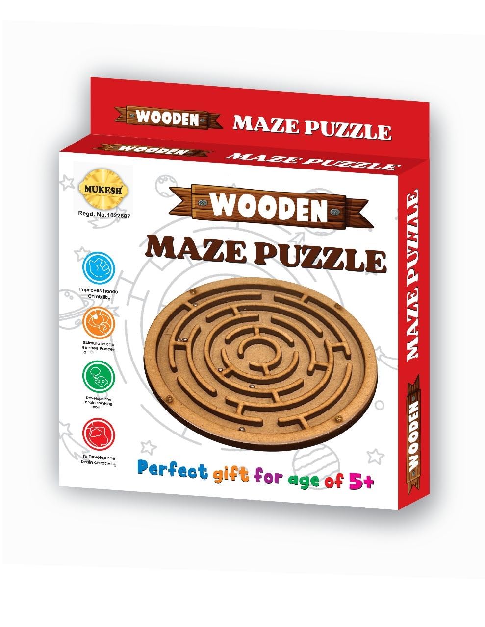 6'' inches Wooden Maze Ball Puzzle- Perfect Indoor Puzzle Game Gift for Growing Child | Safe for Children