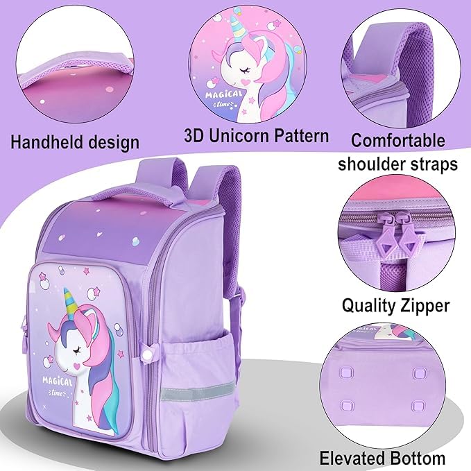 School Bags for Unisex 2-12 Year Stylish Durable 3D Backpack Shoulder School Bags for Unisex Birthday Gift for children School Bag Foldable Bag Waterproof