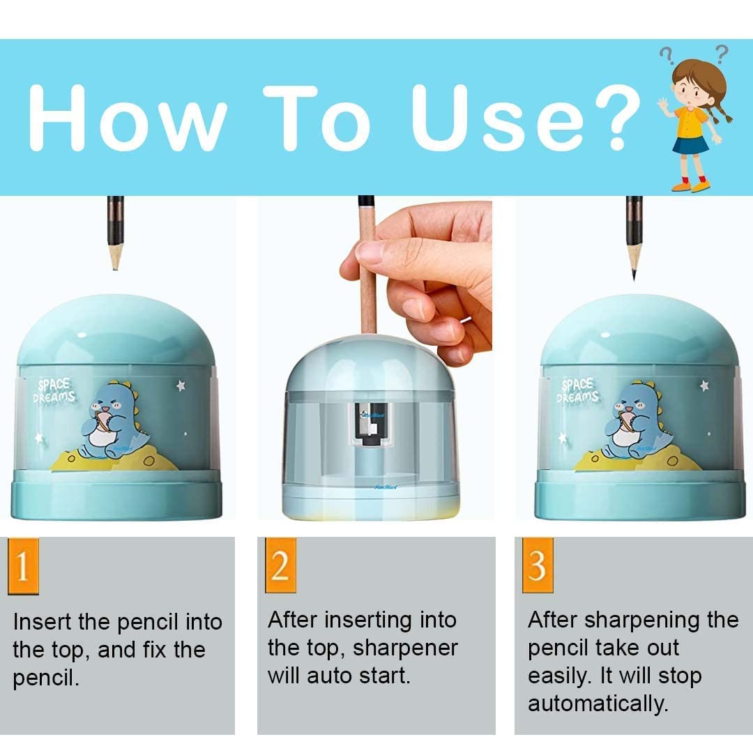 Sharpener for Kids - Automatic Electric Sharpener, Dinosaur Pencil Sharpener, Table Sharpener Machine, Birthday Return Gift