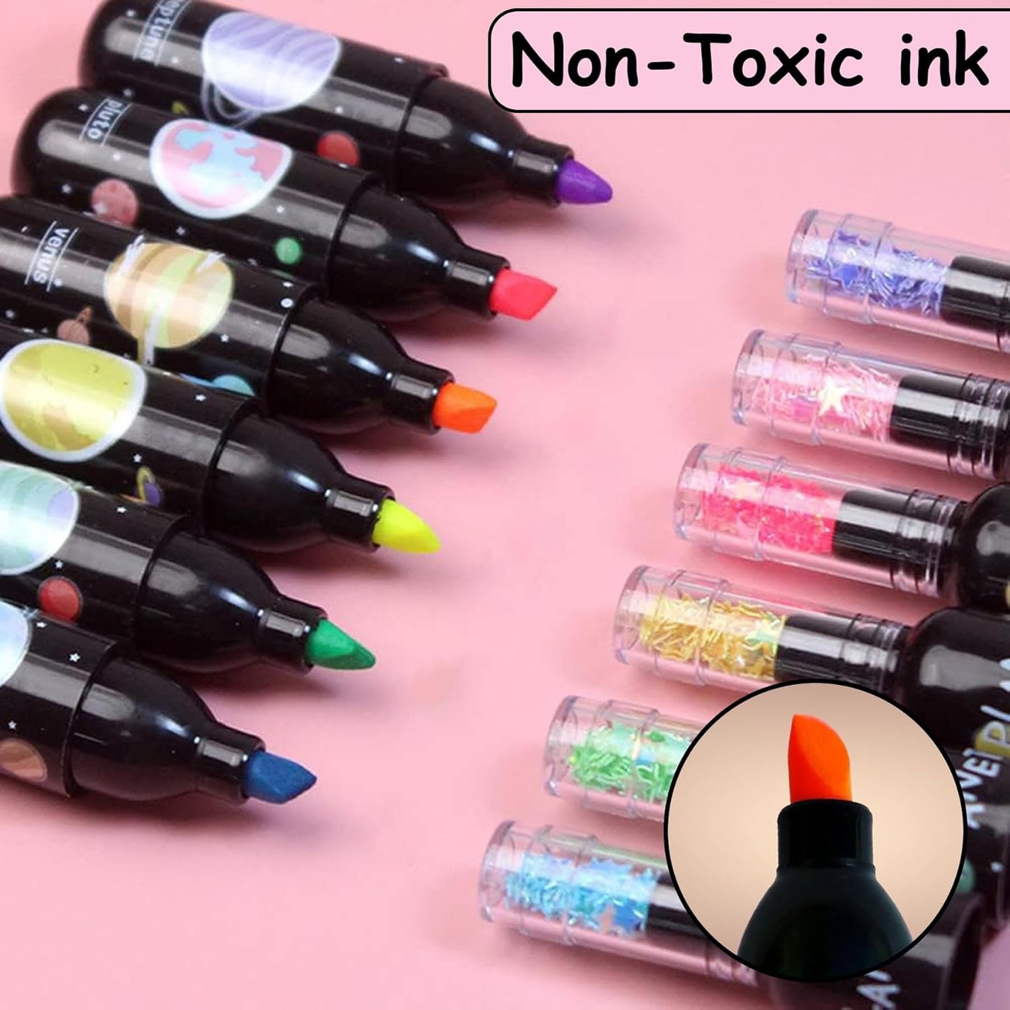 Space-Themed Mini Highlighter Pen, Fine Tip and Grip Marker Pen, Highlighters Stationery Items for Kids and Adults, Ideal Gift for Boys and Girls...