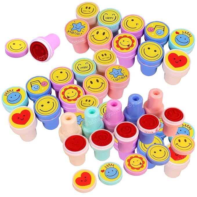 6 pcs Emoji Stamps for Children Self-Inking Stamp for Party Gifts for Children Thank You Party Gift for Boys Girls