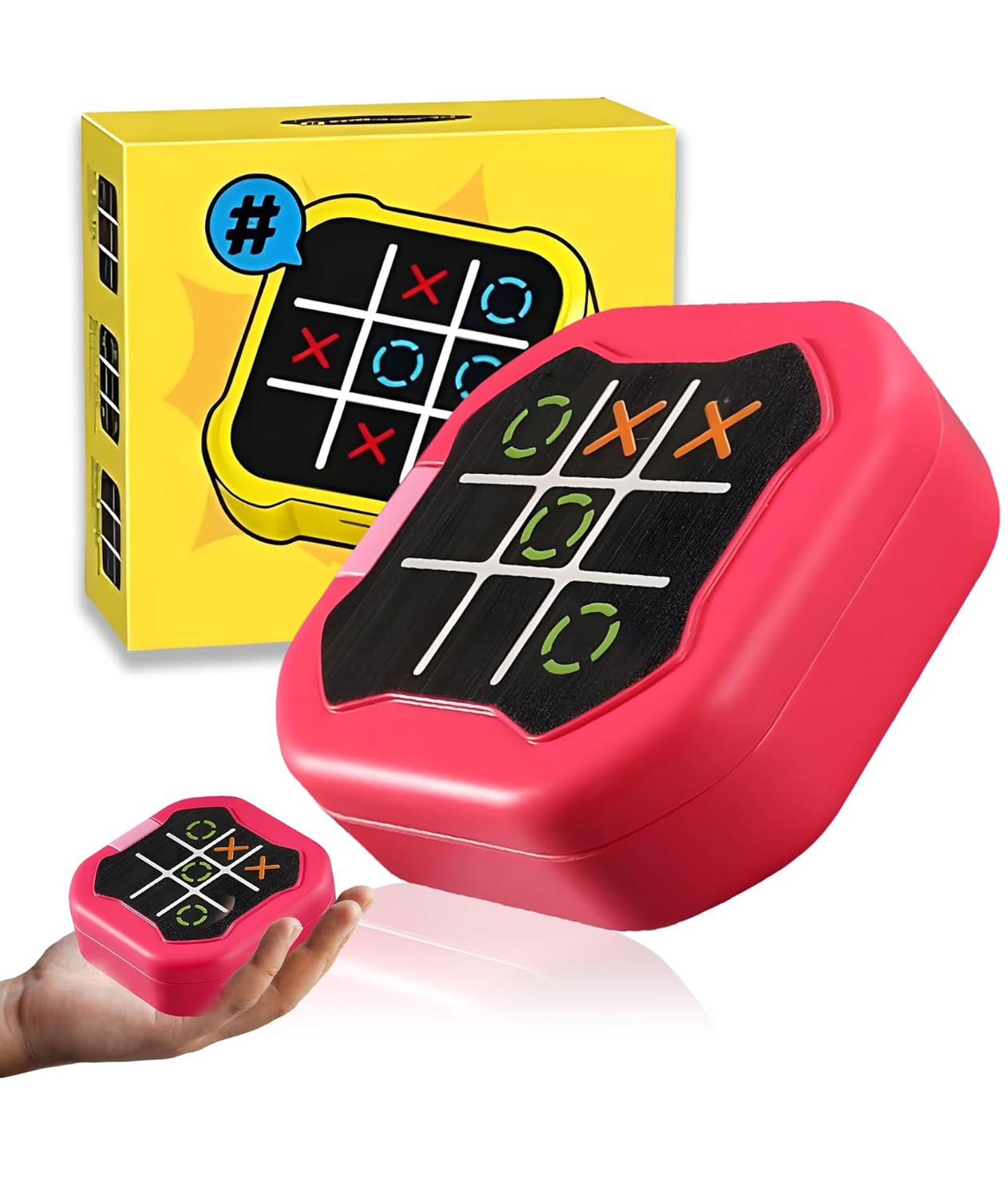Electronic Tic Tac Toe Game for Kids, 3-in-1 Handheld Puzzle Toy, Portable Travel Entertainment for Family and Educational Fun, Compact Size 7.5x7.5x2.5cm