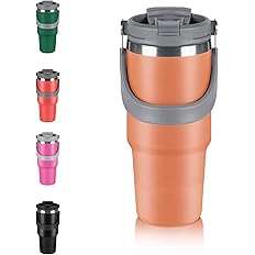 900ml Stainless Steel Tumbler with Straw | 3-in-1 Lid, Leakproof, Break-Resistant, Double Wall Insulated Travel,Office,Gym,Car Mug for Hot & Cold Drinks (Black)