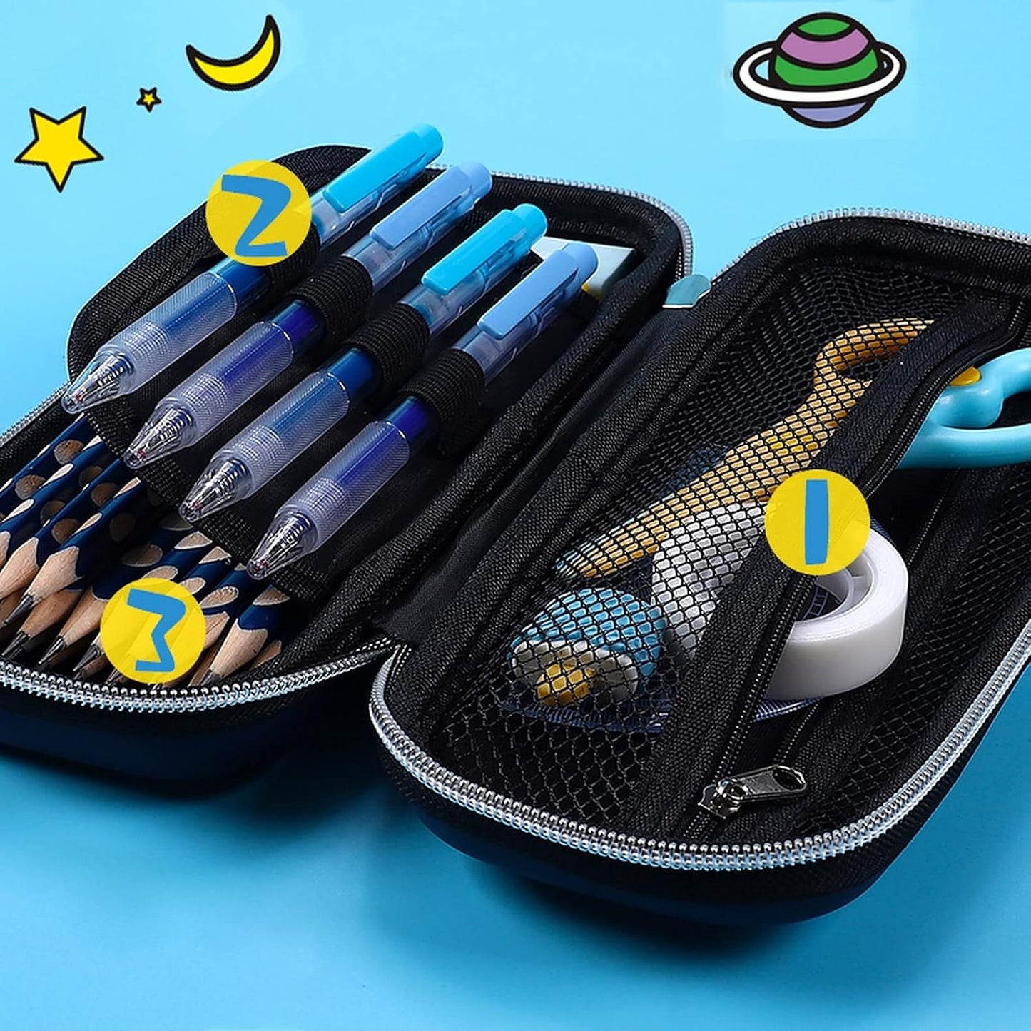 1Pc 3D Pencil Case, Large Capacity Pencil Pouch Bag For Boys & Girls Students With Zip Closure Portable Stationery Bag Organizer Eva,