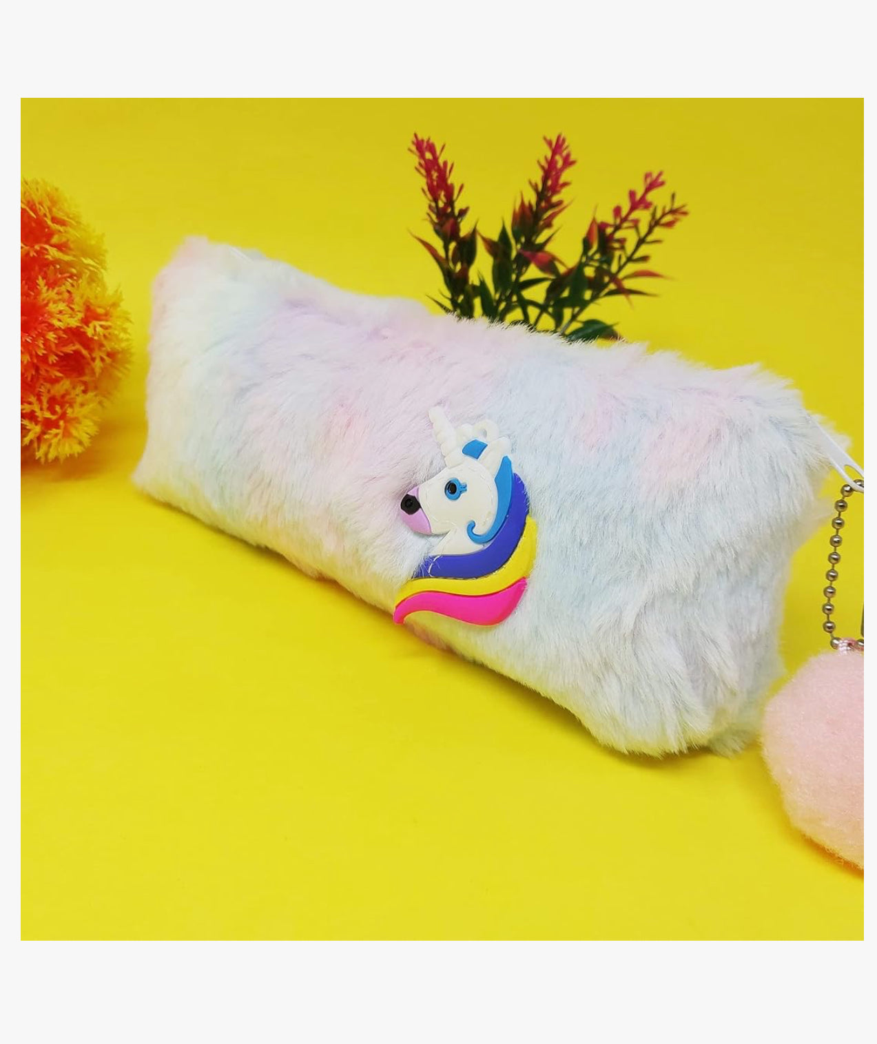 Birthday Return Gifts Unicorn Soft Fur Plush Pencil Pouch Pack of 6
