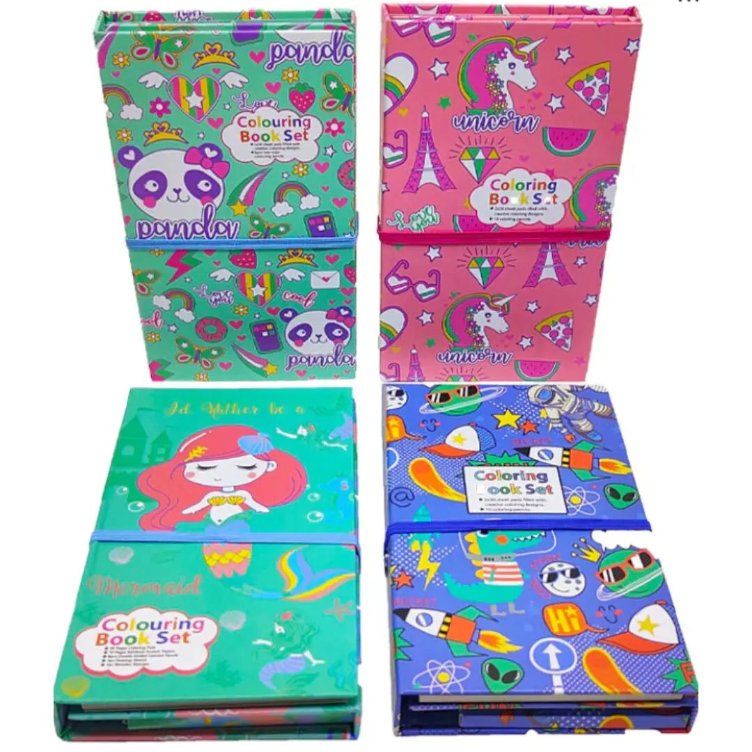 Colouring and Scratch Book with 8 Colour Pencils, Art and Craft Drawing Color Book