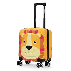 Polycarbonate Hard-Sided Spinner 8 Wheel Cabin Luggage for Kids Yellow 44cm|17inch Kids Trolley Bag |Zoo Lion