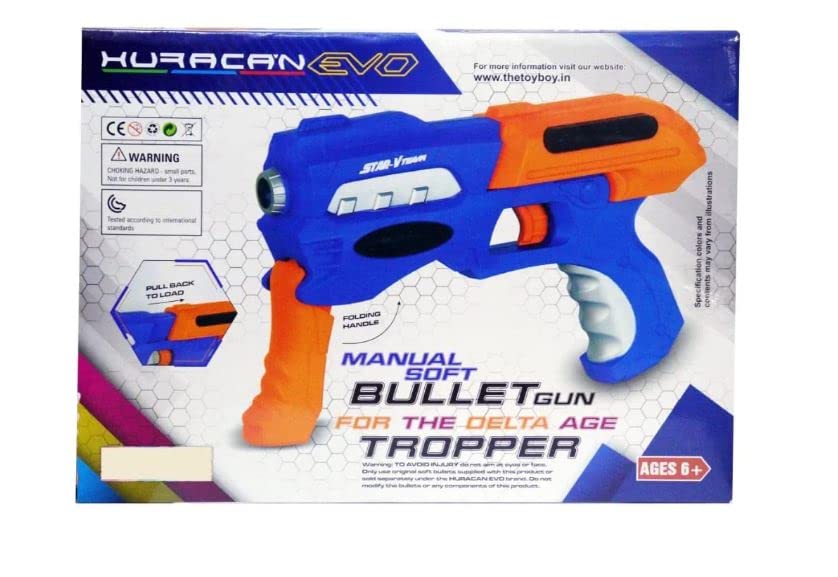 Huracan EVO Manual Soft Bullet Gun for The Delta Age Tropper Toy with 10 Soft Foam Bullets Fun Target Shooting Battle Fight Game for Kids Boys and Girls