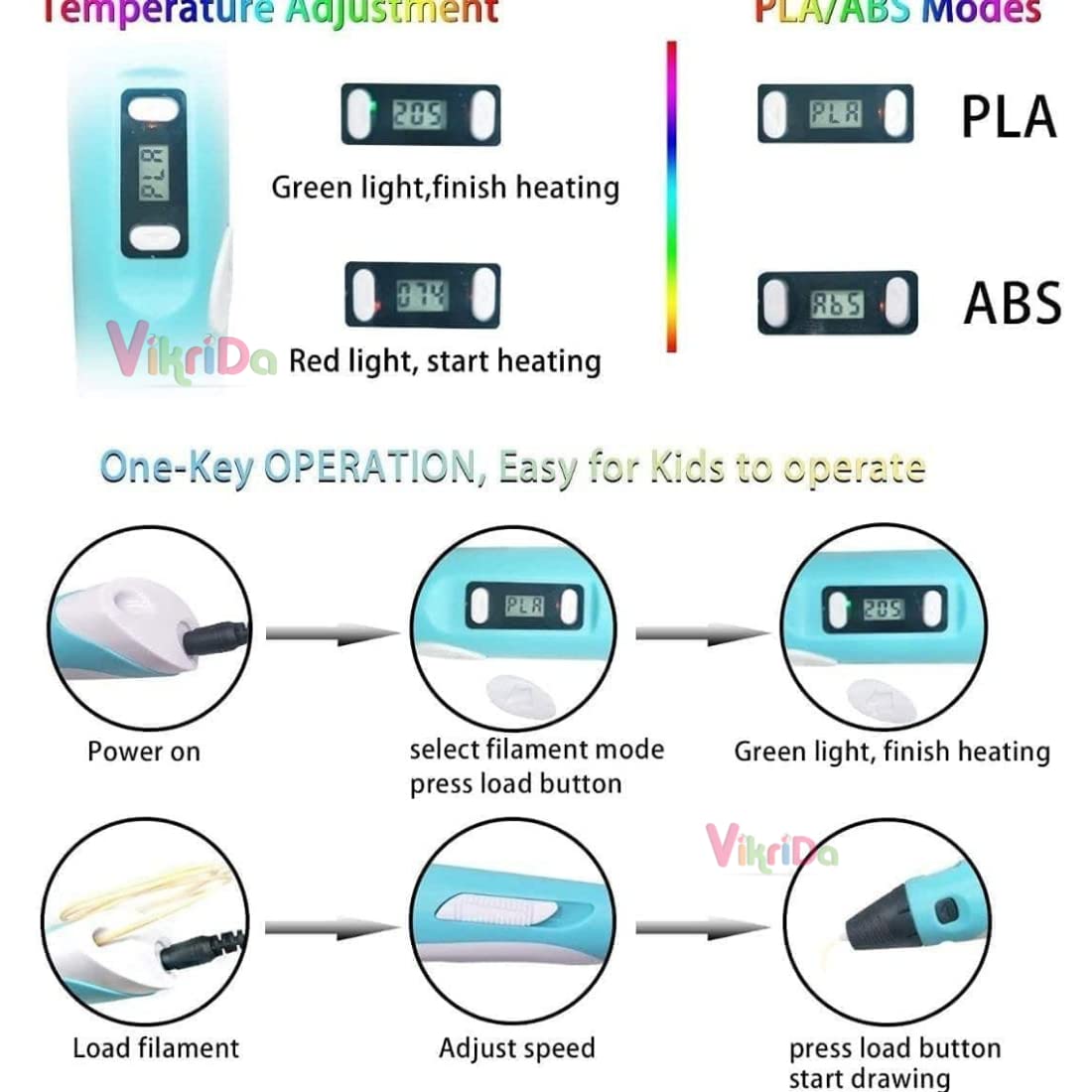 3D Pen Professional | 3D Printing Drawing Pen | 3D Pen for Kids | 3D Pen Set with PLA Filament Included - Ready to Create(Random Color)