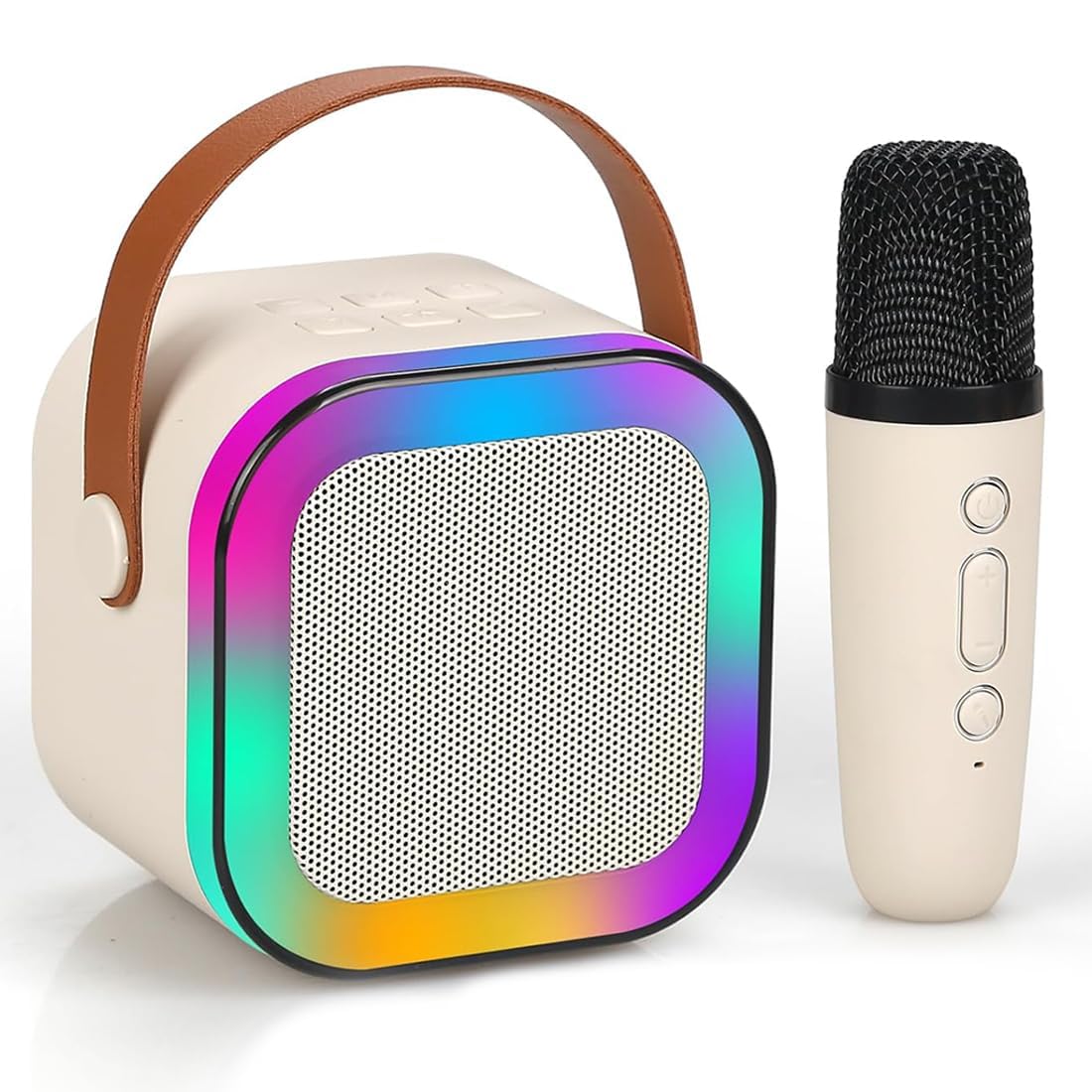 Karaoke with Speaker Bluetooth Mic Kids Singing Dynamic Lights | USB-C Rechargeable Wireless Portable | Home Outdoor Travel Ages 3 4 5 6 7 8 9+ Girl Boy Kids Toddler (Multicolor)