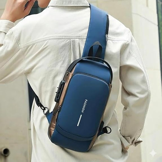 Waterproof Polyester Sling Bag for Men & Women Anti-Theft Crossbody Chest Backpack with USB Charging Port Lightweight Shoulder Travel Bag PACK for Hiking, Work, Gym & Outdoor Use.