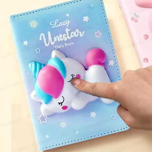 3D Squishy Destress Notebook Diary, Diary Notepad, Fancy Diary for Kids/Adult Stylish- 100+ Pages (Pack of 1 Pcs, Multicolor) (Unistar)