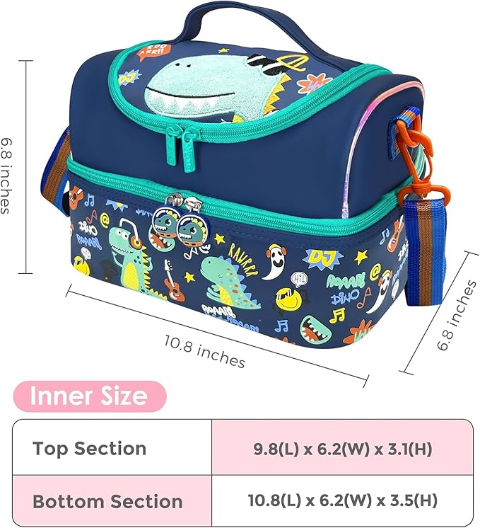 Lunch Bag for Kids, Lunch Bag for Girls Boys, Thermal Insulation Lunch Bag, Tote Bag for Toddler Teen, School Travel Bag, Water Bottle and Lunch Box Holder with Adjustable Strap