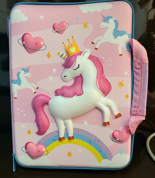 Cute Printed Multi-Layer Large Capacity Hardtop Bag, Multipurpose Hardtop Laptop Bag with Handle Tablet Bag for Kids(Print May Vary)